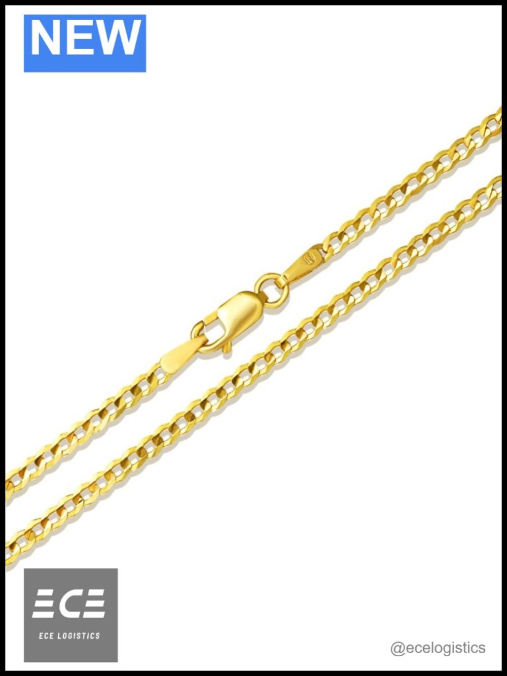 10K Yellow Gold Cuban Link Chain Necklace 2.65mm 24" Unisex